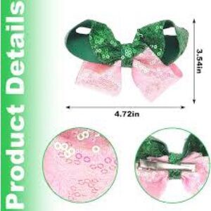Set of 20 Wicked Green and Pink Sequin Hair Bow for Kids